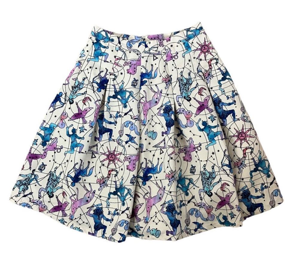 ModCloth Zodiac Celestial Cream Purple Blue Skirt Size Small